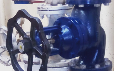 PN16 bellows sealed valve installed at an industrial laundry